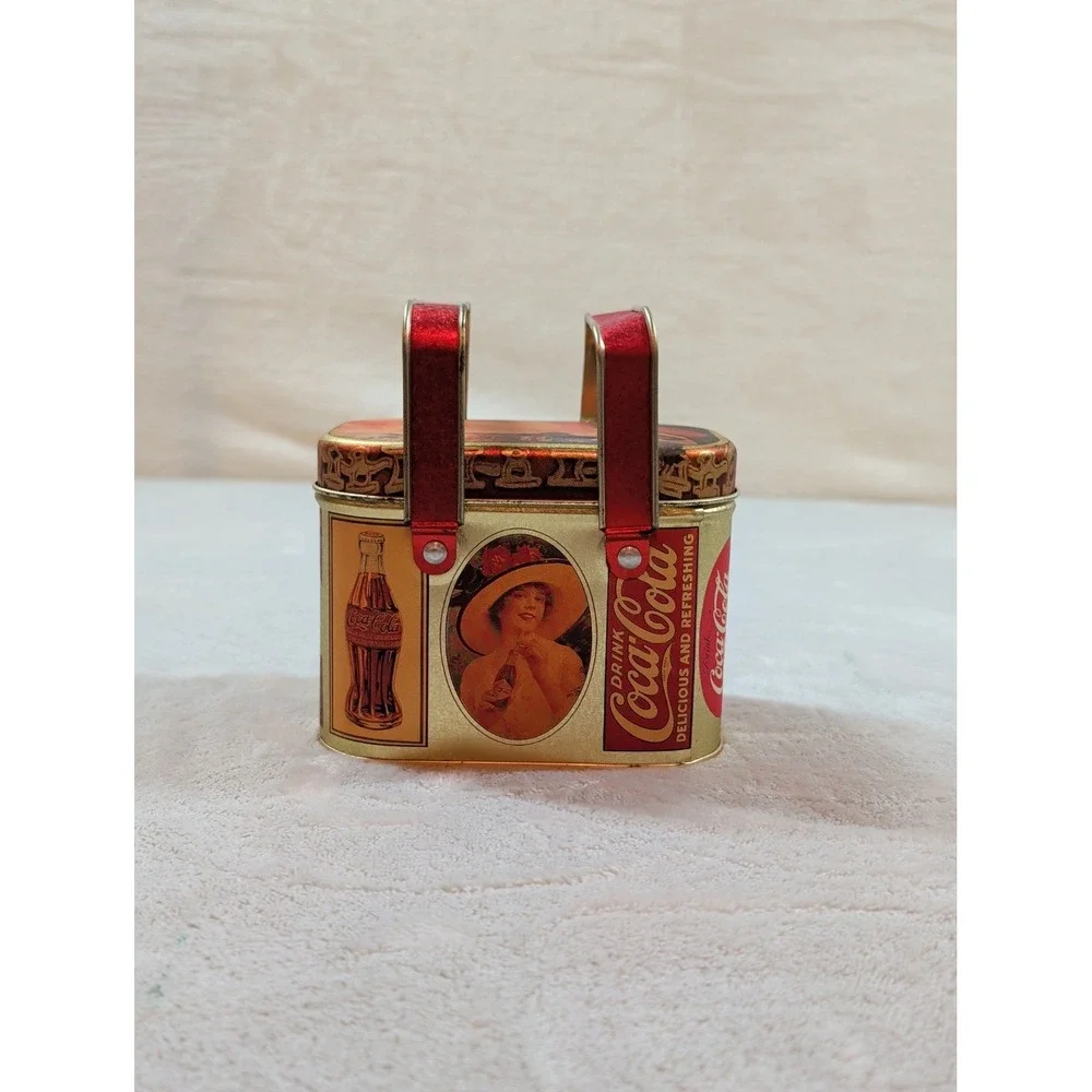 Vintage‎ 1984 Coca-Cola Bristol Ware Picnic Basket Tin Container Red Handles